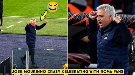 Jose Mourinho Crazy Celebrating With Roma Fans After Roma Reaching