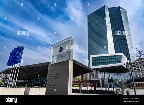 european central bank building ecb  frankfurt  main skyline