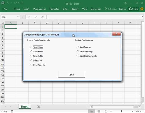 Cara Menggunakan Class Module Untuk Sejumlah Tombol Pilihan Pada