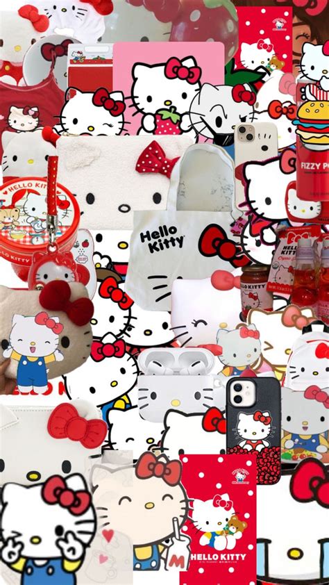 Classic Red Hello Kitty Wallpaper #collage #wallpaper #sanrio # ...