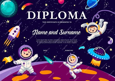 Diploma De Astronauta Para Niños Niños Y Niñas Astronautas En El