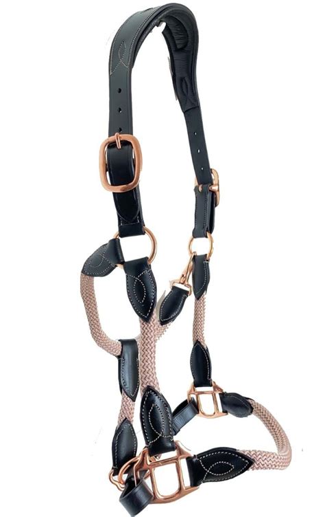 Hybrid Rope And Leather Halter Various Colours Horsebizaustralia