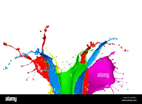 Colorful Paint Splash Isolated On White Background Abstract Colored