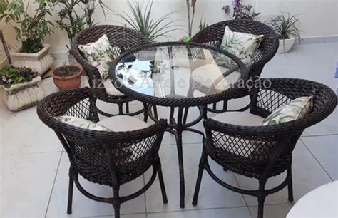 Conjunto De Mesa Cadeira Jardim Varanda Fibra Sint Tica Rizzos Arte