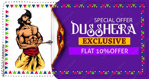 Dussehra festival sale banner or poster design Lord Rama killing Ravana in Navratri festival of ...