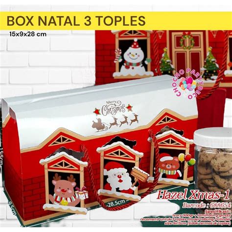 Jual Box NATAL 3 Toples Kotak Kue Natal Box Merry Christmas