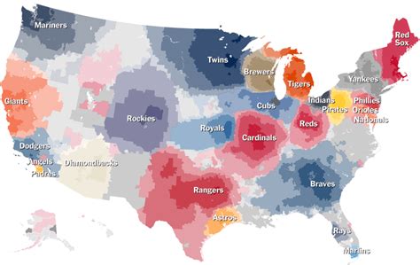 A Series of Interactive Maps Showing Preferred Major League Baseball ...