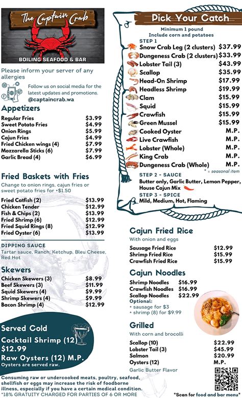 Menu | The Captain Crab Lakewood/Tacoma WA