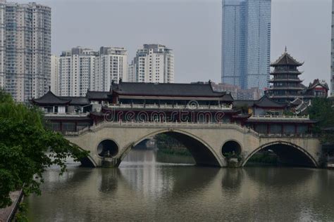 El Puente Anshun En El Río Jin En Chengdu Sichuan China Foto de archivo