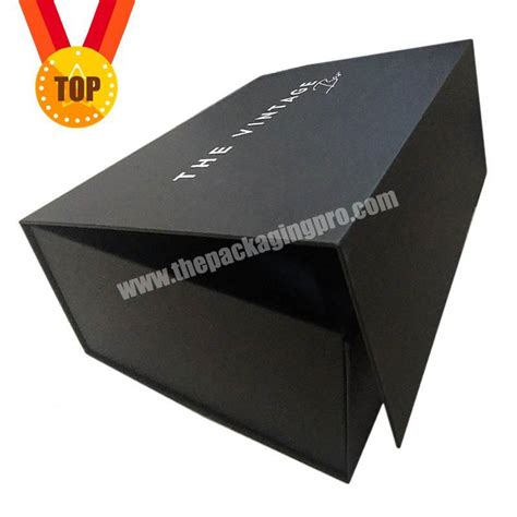 Professional Luxury Custom Logo Printed Recycled Cardboard Packaging Magnetic Closure Black Flat