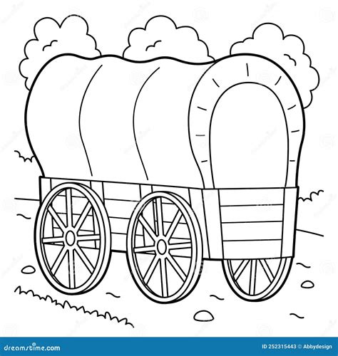 Wagon Vehicle Coloring Page For Kids Stock Vector Illustration Of