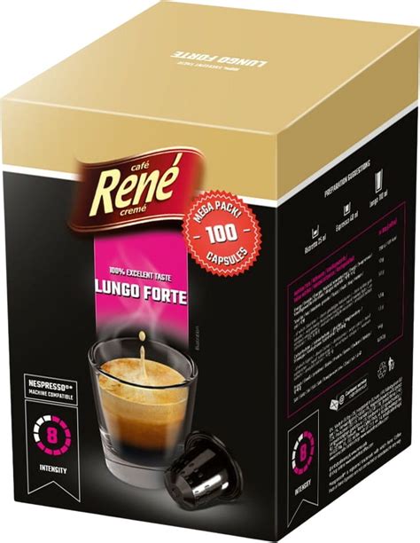 Café René Lungo Forte 100 stk Nespresso Kapsler