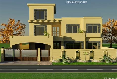 3d Front 1 Kanal House Plan For 9 K1 Wapda Town 3d Front Elevation