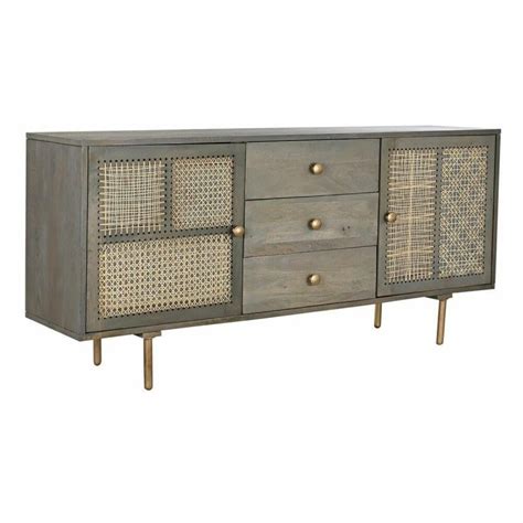 Buffet Thyann Naturel Gris Mdf Bois De Manguier X X Cm