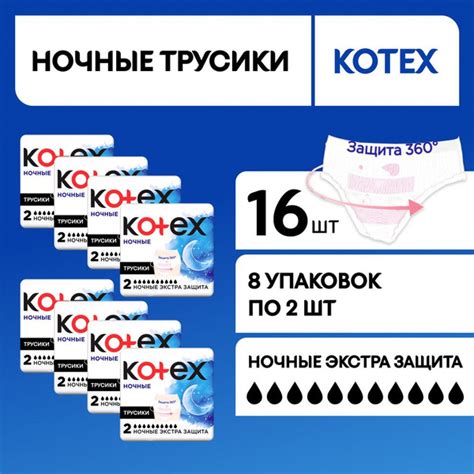 Ночные трусики Kotex для обильных месячных, 16 шт - купить с доставкой ...