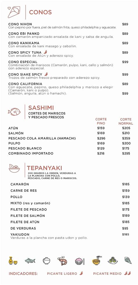 Carta Del Restaurante Nihon Japon S Zapopan