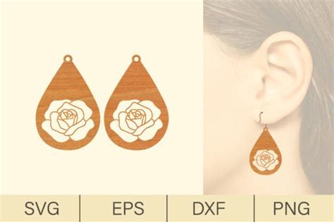 Rose Wood Earrings Laser Cut Svg Graphic By Digitalbrightcreations