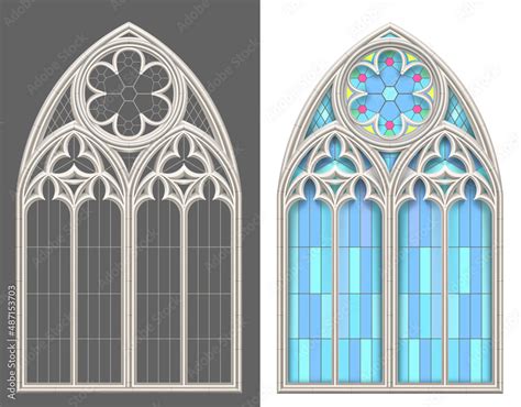 Medieval Gothic Stained Glass Window Vector Set 素材庫向量圖 Adobe Stock