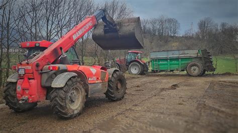 Nakladanie hnoja s MANITOU MLT 735 120 LSU na súpravy traktorov Case IH