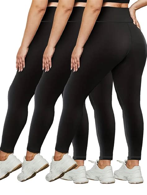 Sports Leggings Set Plus Size Womens Plus Solid Wide Temu Australia