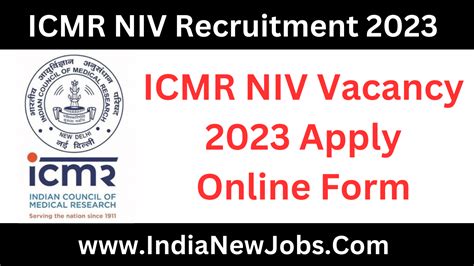 ICMR NIV Recruitment 2023 Notification Apply Online Form