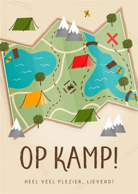 Vakantiekaartje Illustratie Landkaart Op Kamp Kaartje Go