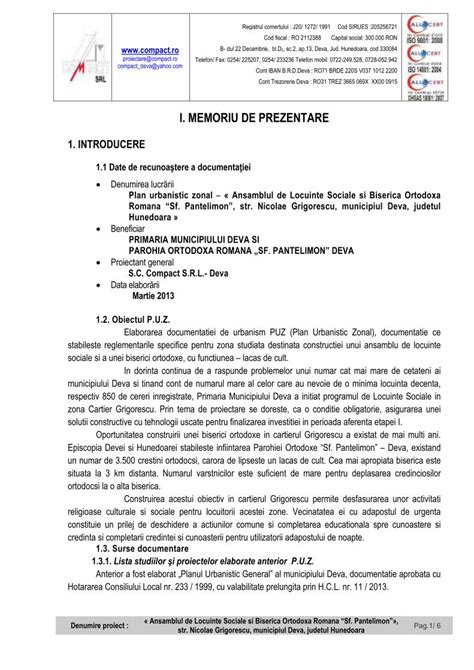 Pdf Memoriu De Prezentare Pdf Filei Memoriu De Prezentare