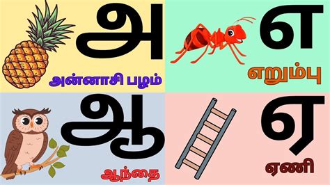 Uyir Ezhuthukal Learn Tamil Alphabets அ ஆ இ ஈ உயர எழததககள