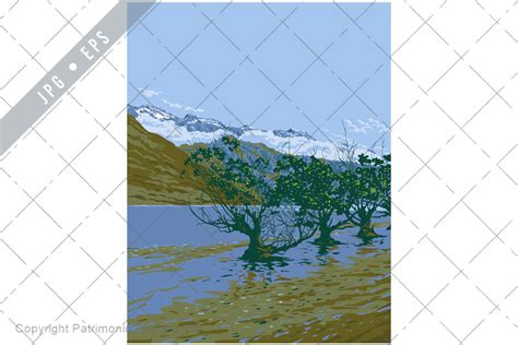 Lake Wakatipu And The Remarkables Wpa Graphic By Patrimonio Creative