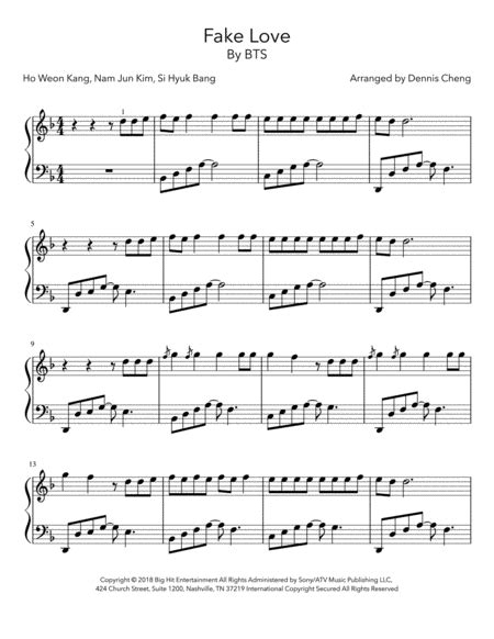 Fake Love By Bts Piano Solo Digital Sheet Music Sheet Music Plus