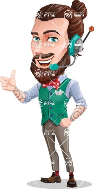 Guy With Man Bun Cartoon Vector Character Support 1 Graphicmama