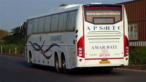 Volvo B R Entering National Highway Amaravati Bus Of Apsrtc