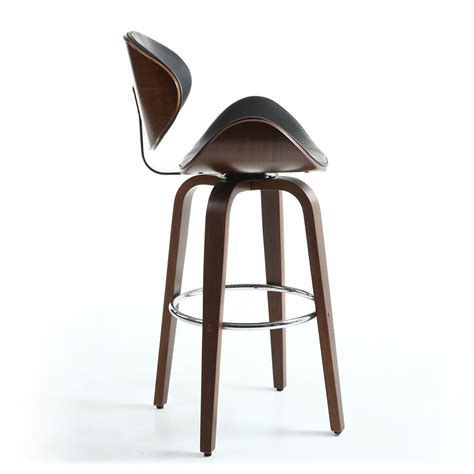 Walnut Bar Stool With Leather Effect Seat Bachelor Furniture123