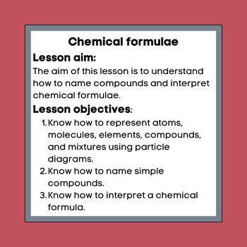 Chemical Formulae Distance Learning By CMGs Science Lessons TPT