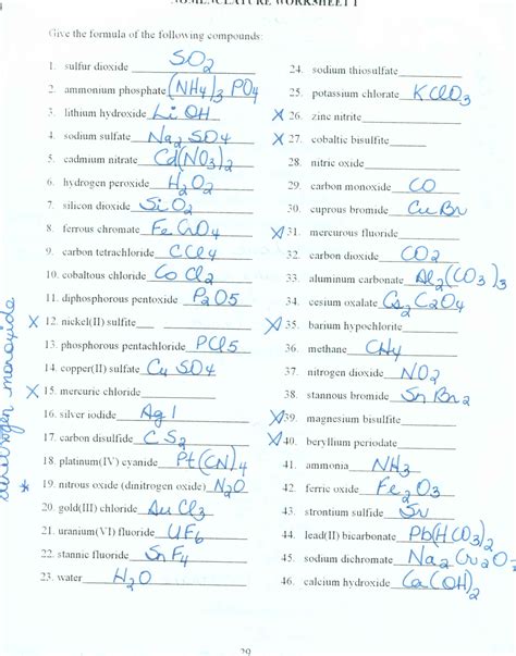 Nomenclature Worksheet Answers