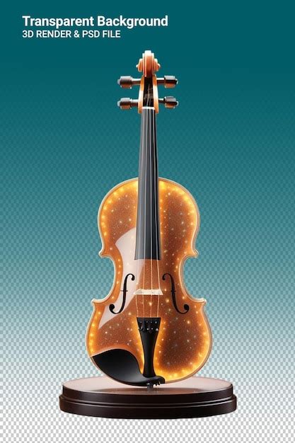 Ilustração PSD 3d de violino isolado em fundo transparente PSD Premium