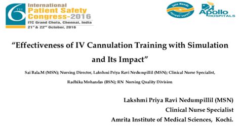 (PDF) Effectiveness of IV Cannulation Training with Simulation and Its Impact | Saibala Madathil ...