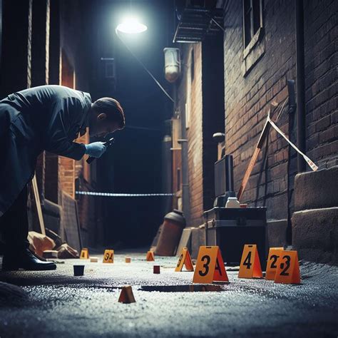 Premium Photo Realistic Scene Of A Detective Examining A Crime Scene