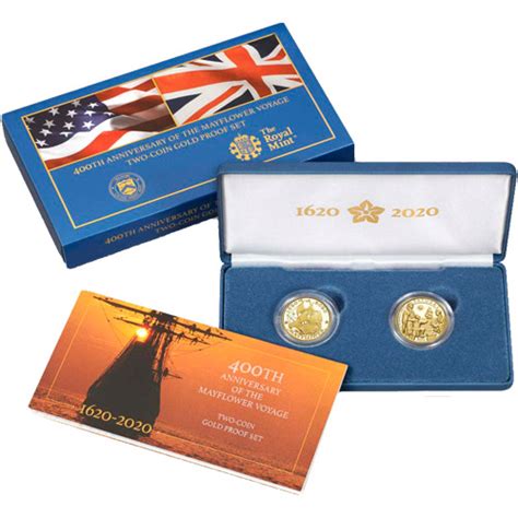 2020 Proof Gold American 400th Anniversary Of The Mayflower 2 Coin Sets