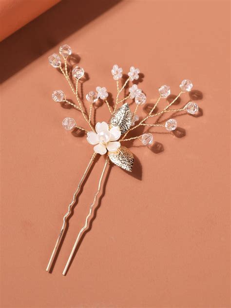 Flower Faux Pearl Decor Bride Hair Pin In Hair Pins Bride