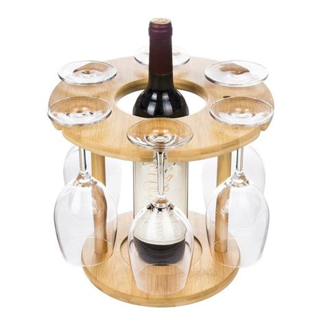 Weinglas Halter Holz Bambus 6 Wein Gäser 1 Flasche Wein Butler Wine