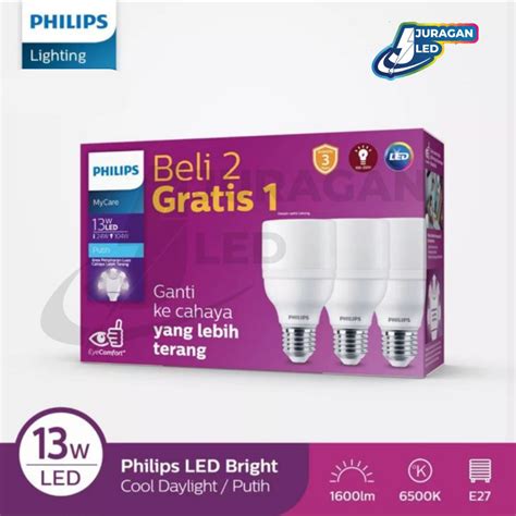 Jual PHILIPS Multipack MyCare Eyecomfort LED Bright 13W E27 6500K Putih