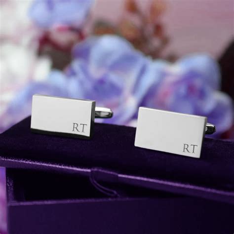 Personalized Engraved Cufflinks with Box, Groom Wedding Cufflinks, Rectangle Cufflinks, Wedding ...