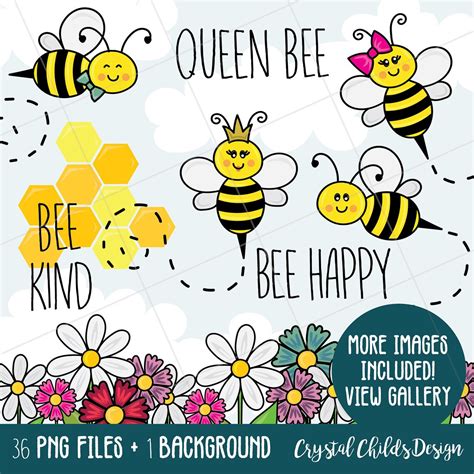 Bee and Flower PNG Clipart Bee and Flower Clipart Bee - Etsy