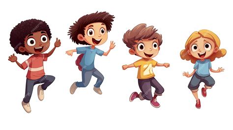 Premium Photo | Cartoon illustration Jumping kids excited children