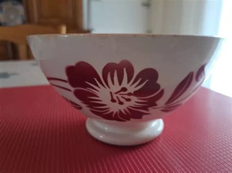 Ancien Grand Bol Faience De Digoin Decors Fleur Eur