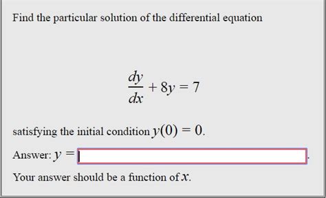 Solved Find The Particular Solution Of The Differential