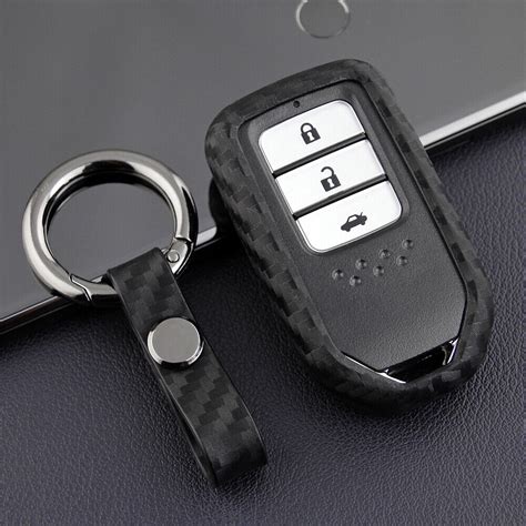 Silicone Carbon Fiber Car Smart Key Case Cover For Honda Accord Civic