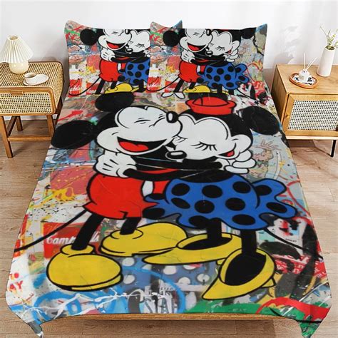 Cute Cartoon Mickey Mouse 3 Piece Bedding Set 3d Printed Duvet Cover