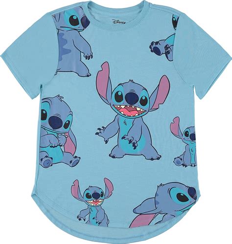 Disney Ladies Lilo And Stitch Shirt Classic Stitch Curved Hem T Shirt